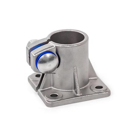  BE Fuß-Klemmverbinder, Edelstahl Typ: B - mit Dichtungen (Dichtscheiben Polyacetal POM, blau, Zwischenring Silikon 40 ... 60 Shore A, blau)