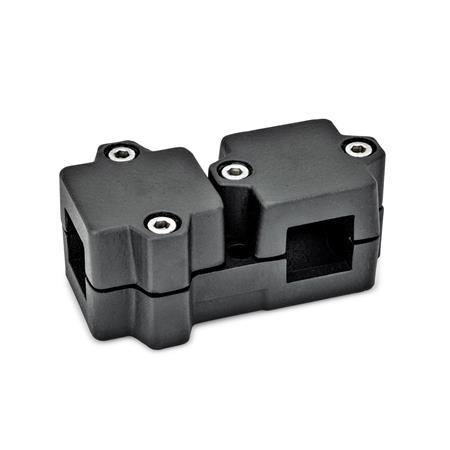  TM T-clamps, multi-piece, aluminum d<sub>1</sub> / s<sub>1</sub>: V - Square
d<sub>2</sub> / s<sub>2</sub>: V - Square
Surface: 2 - Black, textured powder-coated, RAL 9005