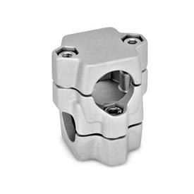  KM Cross clamps, multi-piece, aluminum d1/s1: B - Bore<br />d2/s2: B - Bore<br />Finish: 8 - Blasted, matt, blasted, matt