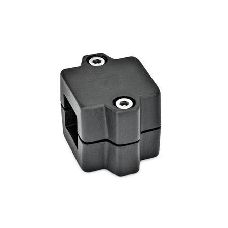  MM Sleeve clamps, multi-piece, aluminum d<sub>1</sub> / s: V - Square
Surface: 2 - Black, textured powder-coated, RAL 9005