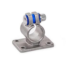 Flanged clamps, with four fastening bores, stainless steel