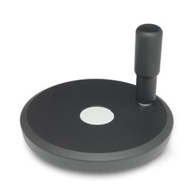  VZH Handwheels for linear units and transfer units Type: R - With rotating handle<br />Finish: 2 - textured finish, Textured powder-coated, Black , RAL 9005<br />d<sub>2</sub>: 80...100 - Disk handwheel