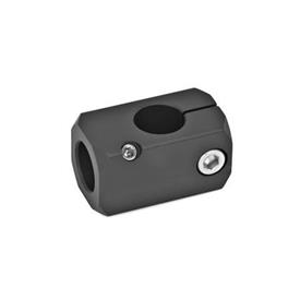  TG T-clamp mountings, aluminum Surface: S - Aluminum, black anodized<br />Type: A - With bore