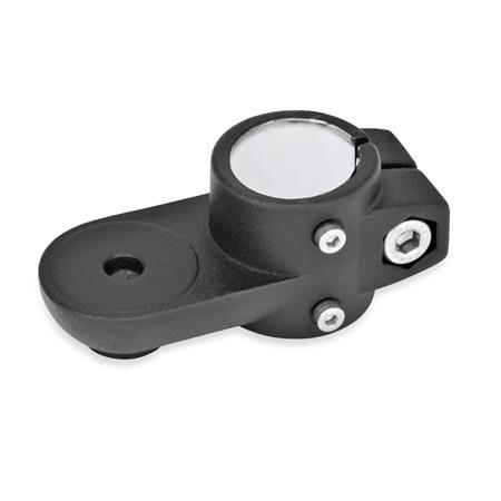  LSP.E Swivel linear unit connectors, aluminum d1: G - with slide insert
Type: OZ - Without centring step (smooth)
Surface: 2 - Black, textured powder-coated, RAL 9005