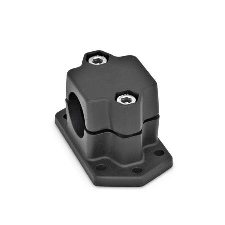  FMS Flanged clamps, multi-piece, with six fastening bores, aluminum d<sub>1</sub> / s: B - Bore
Surface: 2 - Black, textured powder-coated, RAL 9005