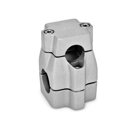  KMU Cross clamps, multi-piece, unequal bore dimensions, aluminum Surface: 8 - blasted, matt