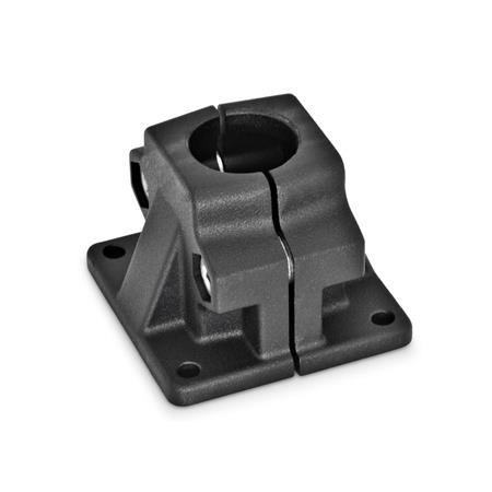  BM Fuß-Klemmverbinder, mehrteilig, Aluminium d<sub>1</sub> / s: B - Bohrung
Oberfläche: 2 - strukturiert pulverbeschichtet, Schwarz, RAL 9005