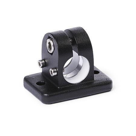  FK.E Flanged linear unit connectors, with two fastening bores, aluminium d1: G - with slide insert
Surface: 2 - Black, textured powder-coated, RAL 9005