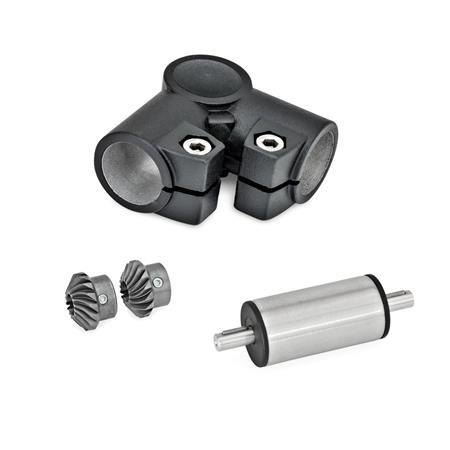  YLS L-Winkelgetriebe für Einrohr-Verstelleinheiten Oberfläche: 2 - strukturiert pulverbeschichtet, Schwarz, RAL 9005
Typ: C - Winkelgetriebegehäuse + Kegelradsatz + Antriebseinheit (Edelstahl)